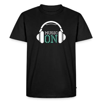 Headphones Music Love DJ Techno Hip Hop Logo icon - Men's Premium Organic T-Shirt - black - Front - Nico (187cm)