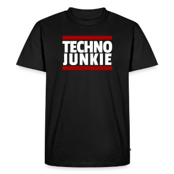 Techno Rave Junkie - T-shirt Premium bio Homme - noir - Devant - Nico (187cm)