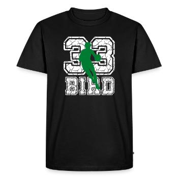 Bird 33 Retro Basketball Streetwear T Shirt - Männer Premium Bio T-Shirt - Schwarz - Vorne - Nico (187cm)