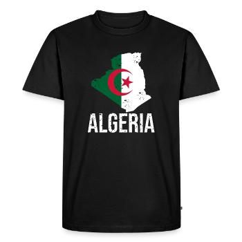 Drapeau algérien dans la conception cartographique - T-shirt Premium bio Homme - noir - Devant - Nico (187cm)
