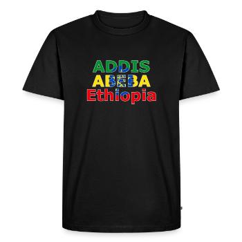 Addis Abeba Éthiopie Dessin des couleurs - T-shirt Premium bio Homme - noir - Devant - Nico (187cm)