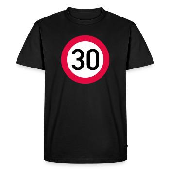 30th birthday Attention! Traffic sign 30 Km/h - Men's Premium Organic T-Shirt - black - Front - Nico (187cm)