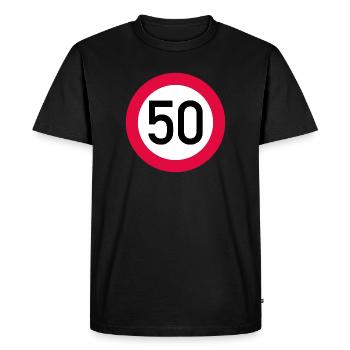 50th birthday Attention! Traffic sign 50 Km/h - Men's Premium Organic T-Shirt - black - Front - Nico (187cm)
