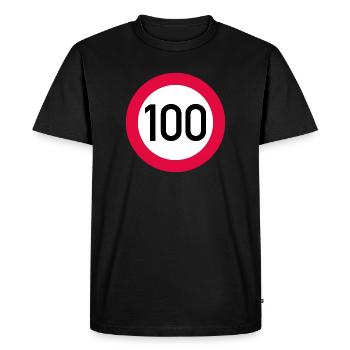 100th birthday Attention! Traffic sign 100 Km/h - Men's Premium Organic T-Shirt - black - Front - Nico (187cm)