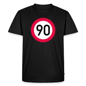 90th birthday Attention! Traffic sign 90 Km/h - Men's Premium Organic T-Shirt - black - Front - Nico (187cm)