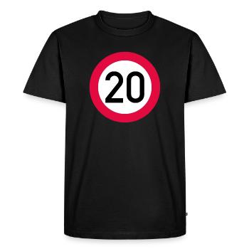 20th birthday Attention! Traffic sign 20 Km/h - Men's Premium Organic T-Shirt - black - Front - Nico (187cm)