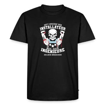 Chemise d’installateur Dieu a créé l’installateur - T-shirt Premium bio Homme - noir - Devant - Nico (187cm)