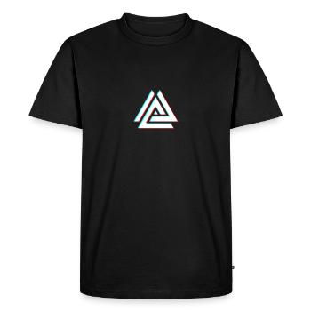 Triangle géométrique néon 3D - T-shirt Premium bio Homme - noir - Devant - Nico (187cm)