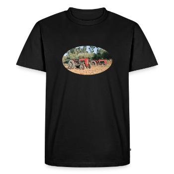 Tracteurs rouges sur le terrain - T-shirt Premium bio Homme - noir - Devant - Nico (187cm)