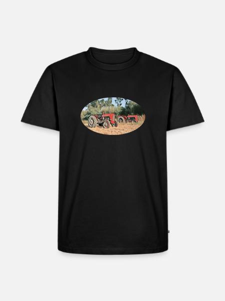Tracteurs rouges sur le terrain - T-shirt Premium bio Homme - noir
