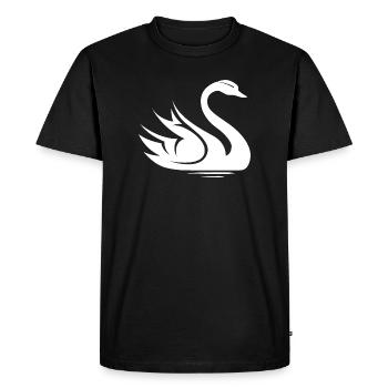 Cygne Symbole Illustration Eau Lac Nature Animaux - T-shirt Premium bio Homme - noir - Devant - Nico (187cm)