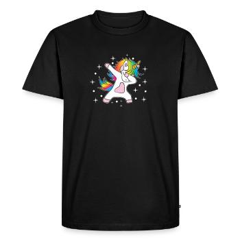 Unicorn Dab Rainbow - Men's Premium Organic T-Shirt - black - Front - Nico (187cm)