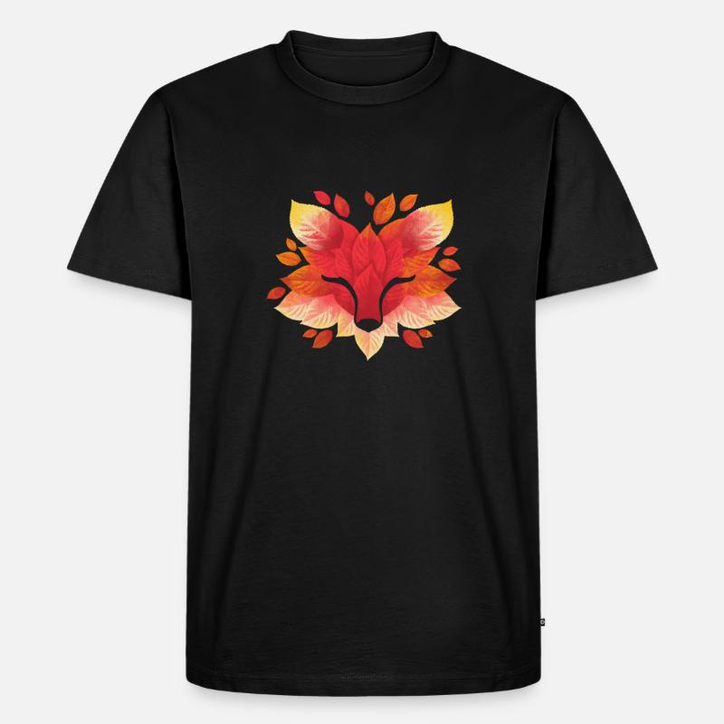 Blatt Fuchs - Männer Premium Bio T-Shirt - Schwarz