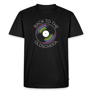 retro vinyl records turntables turntable icon - Men's Premium Organic T-Shirt - black - Front - Nico (187cm)