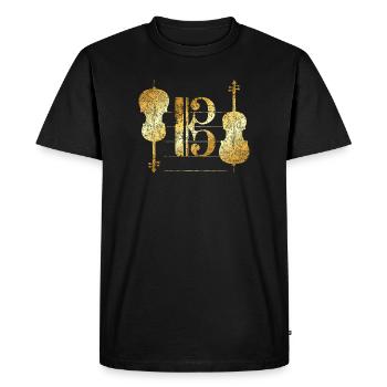Tenor Clef & Cello (Golden Yellow) Cellist Cello - Men's Premium Organic T-Shirt - black - Front - Nico (187cm)