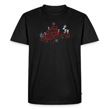 Christmas. Christmas tree with reindeer. - Men's Premium Organic T-Shirt - black - Front - Nico (187cm)