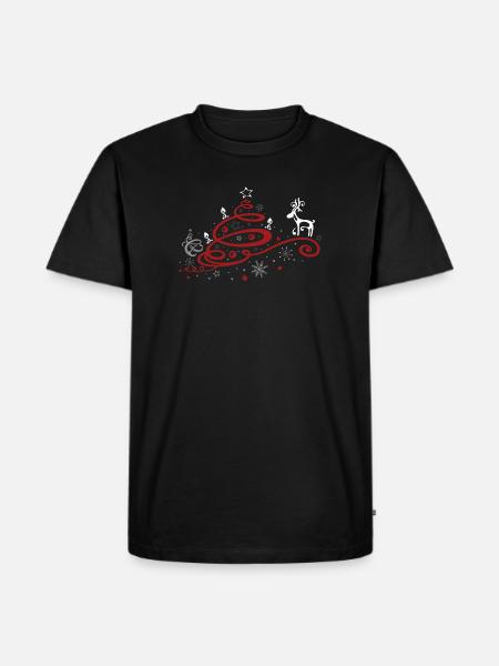 Christmas. Christmas tree with reindeer. - Men's Premium Organic T-Shirt - black
