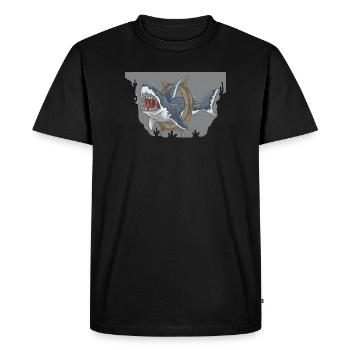 Deep Sea Shark Navigation Illustration - Men's Premium Organic T-Shirt - black - Front - Nico (187cm)