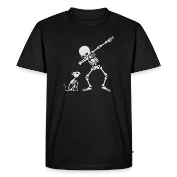 Dab dabbing skeleton Pet Cat Bones - Men's Premium Organic T-Shirt - black - Front - Nico (187cm)