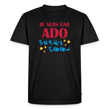 adolescent / enfant / ado / adolescente - T-shirt Premium bio Homme - noir - Devant - Nico (187cm)