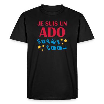 adolescent / enfant / ado / adolescente - T-shirt Premium bio Homme - noir - Devant - Nico (187cm)