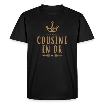 Cousin - Cousine - Famille - Naissance - Bébé - Men's Premium Organic T-Shirt - black - Front - Nico (187cm)