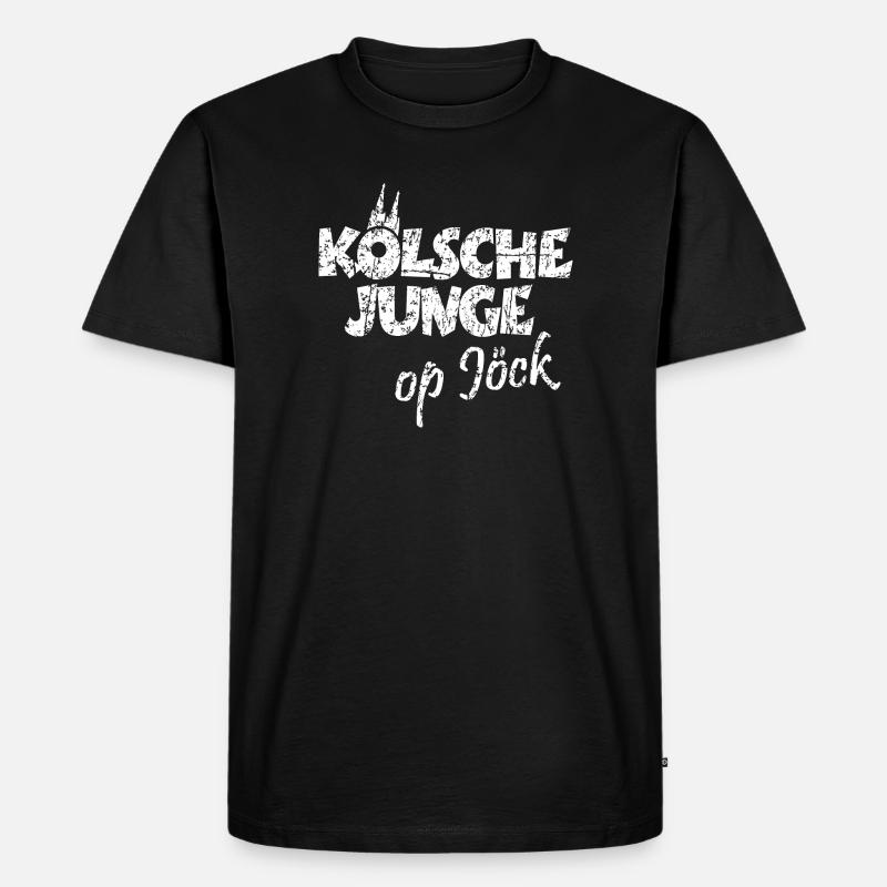 Kölsche Junge Op Jöck Kölsch Köln - Männer Premium Bio T-Shirt - Schwarz