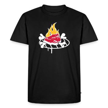 Steak avec os sur le gril - T-shirt Premium bio Homme - noir - Devant - Nico (187cm)