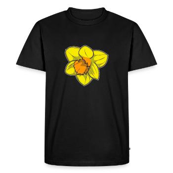 Vibrant daffodil with warm hues - Men's Premium Organic T-Shirt - black - Front - Nico (187cm)