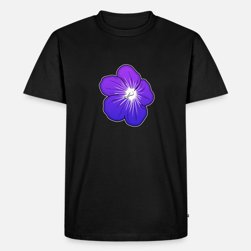 Violette Blütenillustration mit leuchtender Mitte - Männer Premium Bio T-Shirt - Schwarz