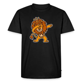 Dabbing Lion néerlandais Jour du roi couronne Roi - T-shirt Premium bio Homme - noir - Devant - Nico (187cm)
