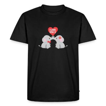 Éléphant éléphant valentine coeur amour cadeau - T-shirt Premium bio Homme - noir - Devant - Nico (187cm)