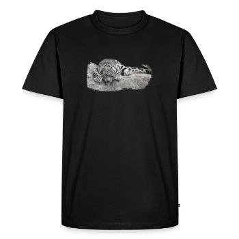 Le lionceau léopard des neiges détendu - T-shirt Premium bio Homme - noir - Devant - Nico (187cm)