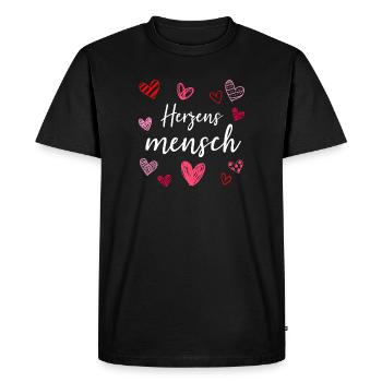 Coeur homme amour coeur valentine cadeau - T-shirt Premium bio Homme - noir - Devant - Nico (187cm)