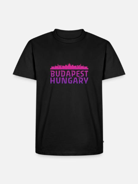 Budapests skyline i akvarel - Herre Premium økologisk T-shirt - sort