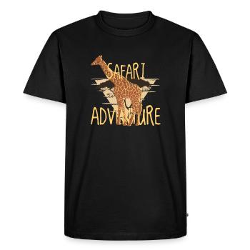 Aventure de safari – Ambiances de savane girafes - T-shirt Premium bio Homme - noir - Devant - Nico (187cm)