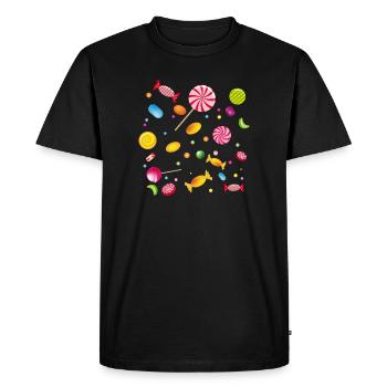A lot of candy, candy, lollipops and chewing gum - Men's Premium Organic T-Shirt - black - Front - Nico (187cm)
