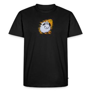 Lustiges Schäfchen auf orangem Hintergrund - Männer Premium Bio T-Shirt - Schwarz - Vorne - Nico (187cm)