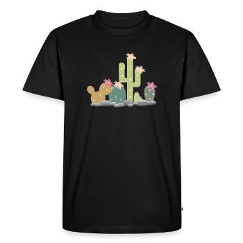 Jardin de rocaille de cactus avec différents cactus - T-shirt Premium bio Homme - noir - Devant - Nico (187cm)