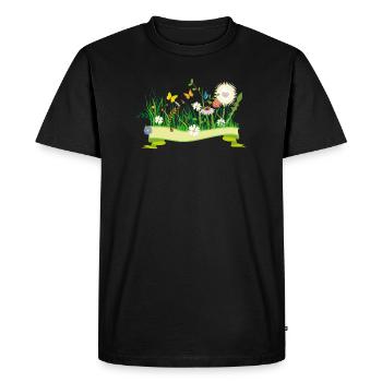 prairie printanière luxuriante avec des fleurs et des insectes - T-shirt Premium bio Homme - noir - Devant - Nico (187cm)