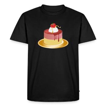 petite tartelette aux fraises crème et feuille d'or - T-shirt Premium bio Homme - noir - Devant - Nico (187cm)