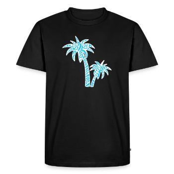 Tropic Wave Abstract Palm Design - Men's Premium Organic T-Shirt - black - Front - Nico (187cm)