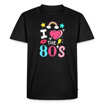 Musique de fête des années 80 des années quatre-vingt - T-shirt Premium bio Homme - noir - Devant - Nico (187cm)
