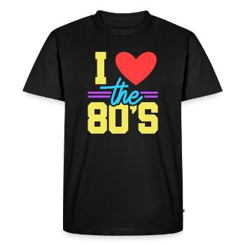 80s - Men's Premium Organic T-Shirt - black - Front - Nico (187cm)