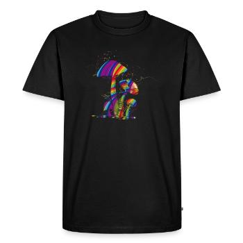 Champignons fantaisie colorés en peinture fluorescente - T-shirt Premium bio Homme - noir - Devant - Nico (187cm)