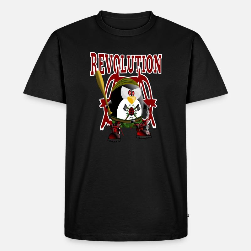 Pinguin, Revolution - Männer Premium Bio T-Shirt - Schwarz