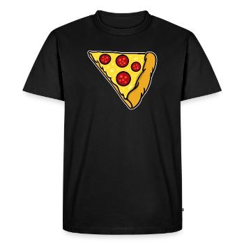 Look partenaire | Pizza amour couple couple drôle - T-shirt Premium bio Homme - noir - Devant - Nico (187cm)