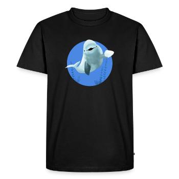 Beluga cheerful in blue circle - Men's Premium Organic T-Shirt - black - Front - Nico (187cm)