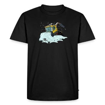 pelle à neige jaune - T-shirt Premium bio Homme - noir - Devant - Nico (187cm)