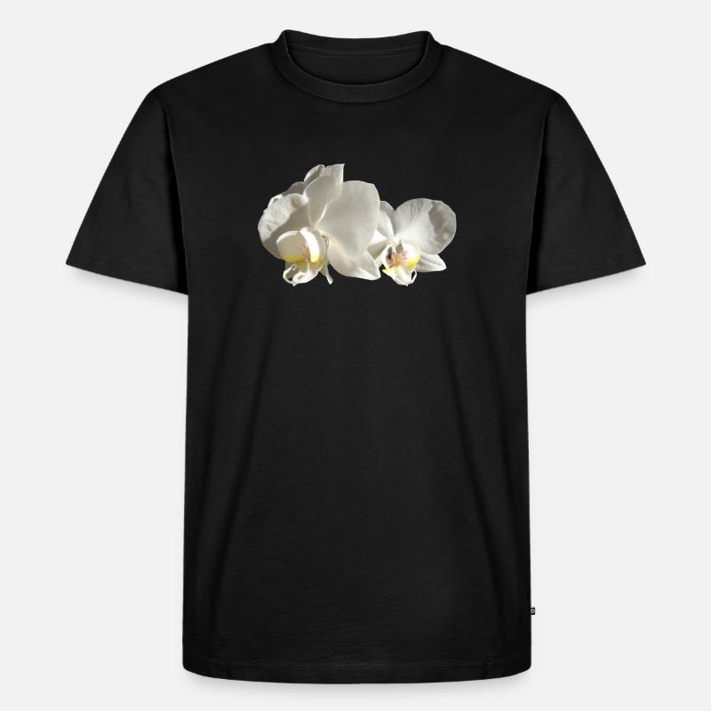 Orchidee weiß - Männer Premium Bio T-Shirt - Schwarz